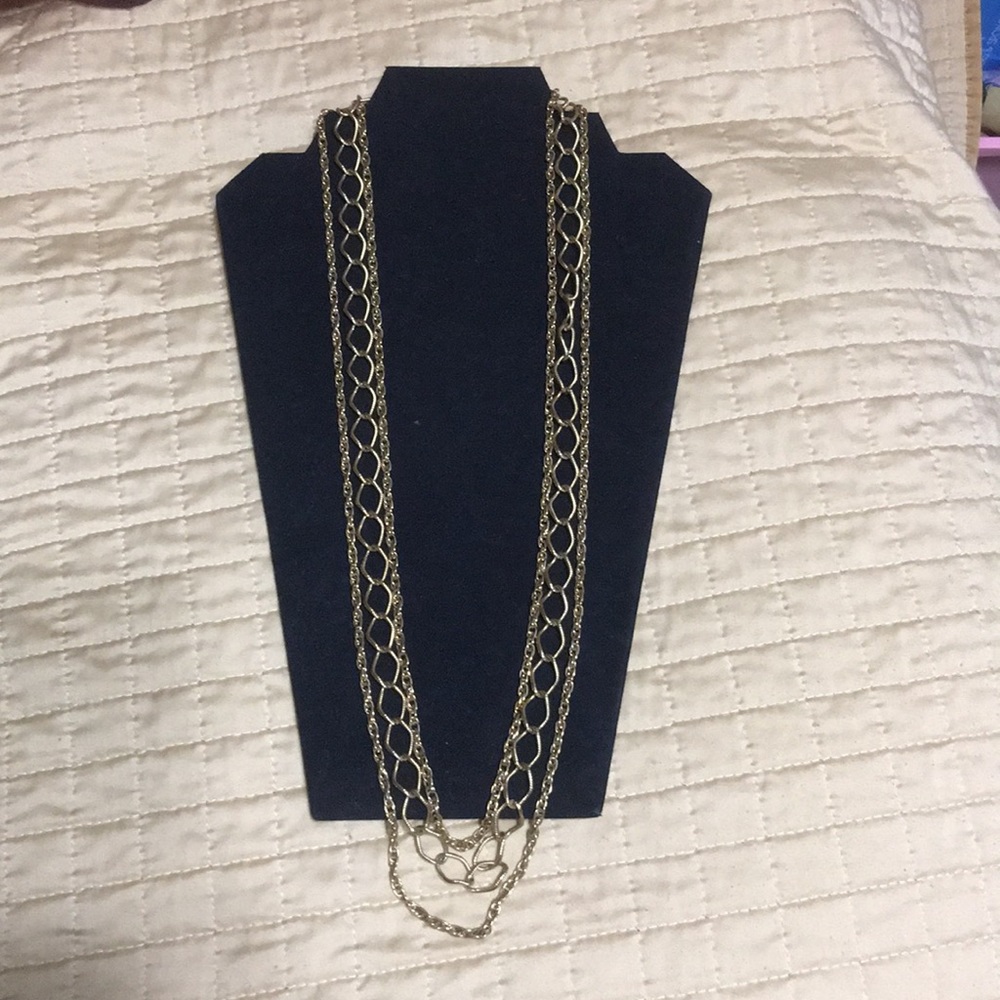 Gold Tone Metal Triple Chain